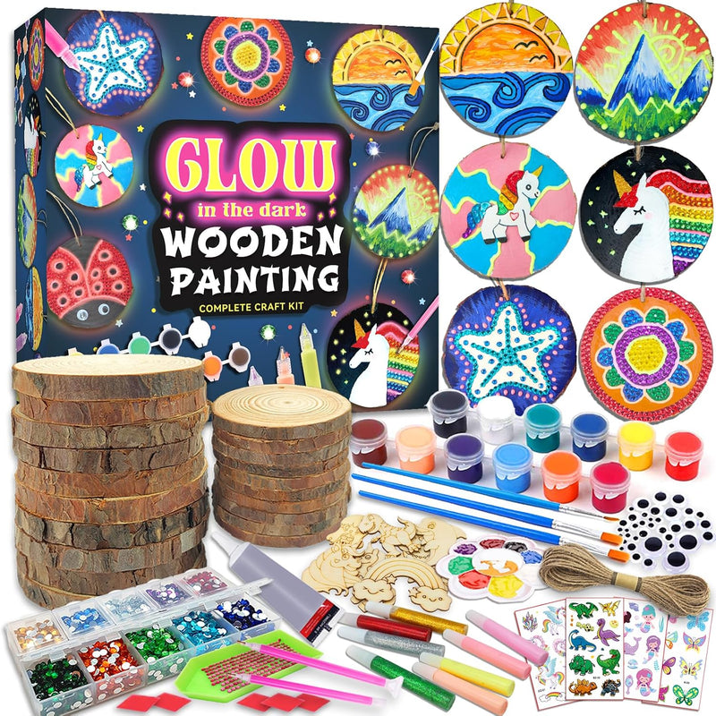klmars Kids Wooden Painting Kit-Glow in The Dark-Arts & Crafts Gifts