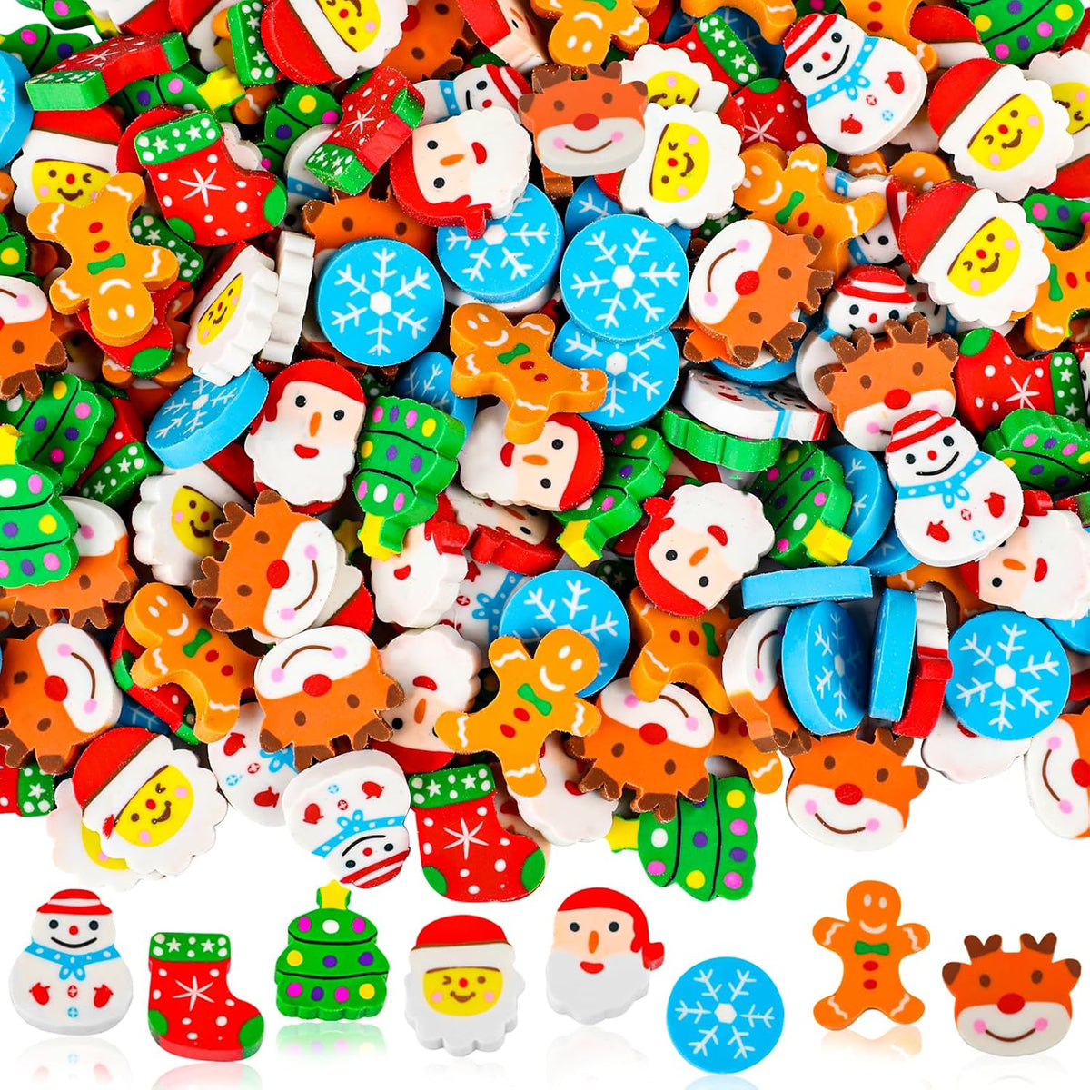 FOIMAS 300-piece mini animal erasers in assorted rubber animal shapes - view 2