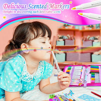 weirtoya 56 PCS Washable Scented Markers Set with Glitter Pencil Case - Multi Color Unicorn - image 4