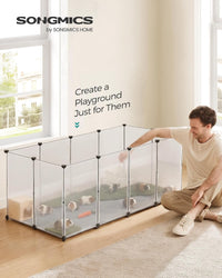 SONGMICS Pet Playpen with Floor, Small Animal Playpen – Essentials for Small Pets - White / 20 Panels - 57.1"L x 28.3"W x 22.4"H - image 2
