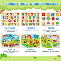 Attmu Wooden Puzzles for Toddlers - Multi / 6 Pack - image 2