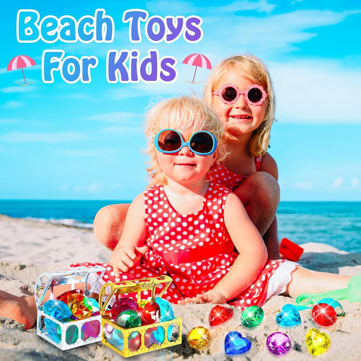 MARFOREVER diving gems pool toys, 15 colorful acrylic diamonds in two sizes - view 8