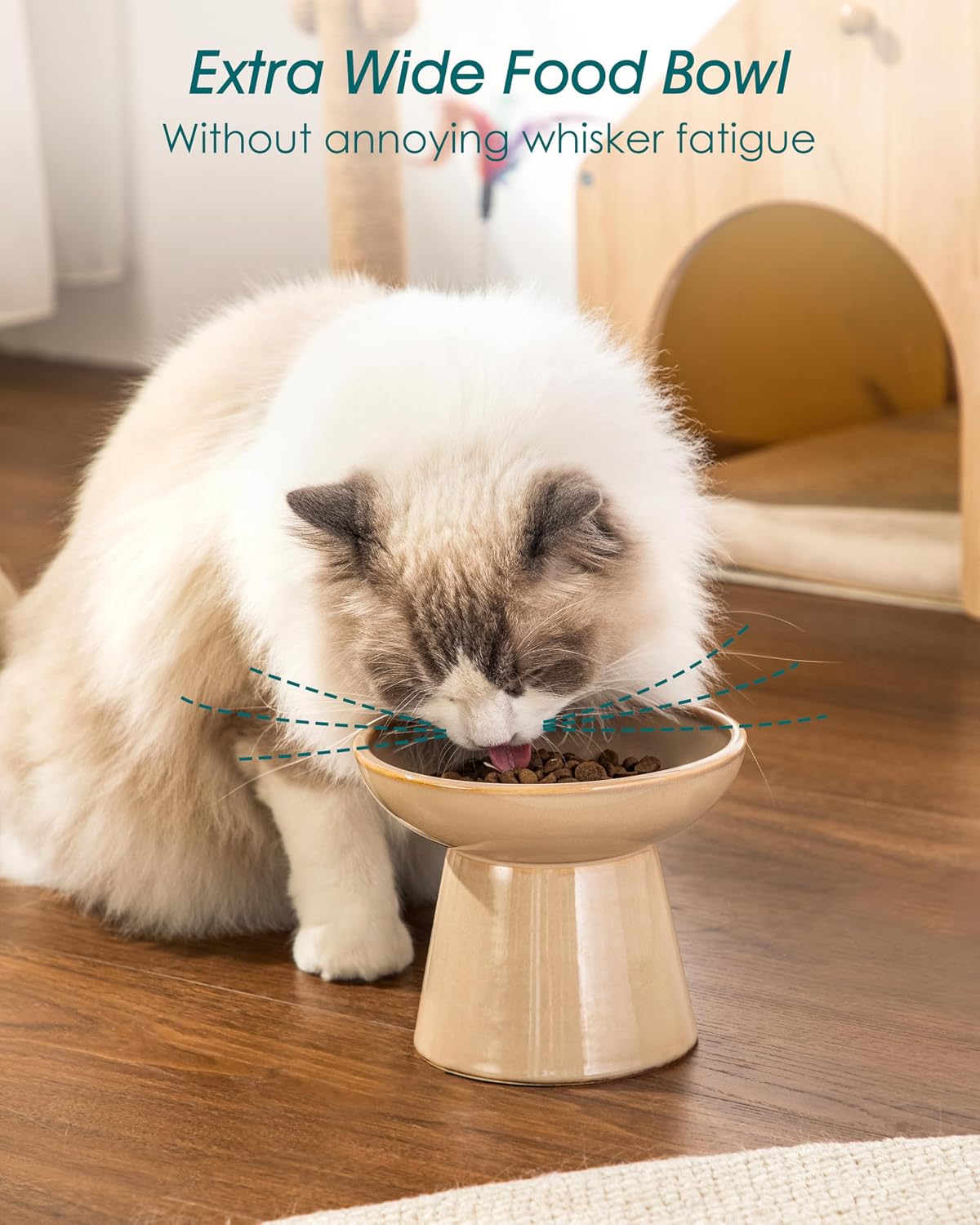 vancasso 2-Pack 6.2" Wide Elevated Cat Bowls - Brown / Double Food Bowl Set - image 4