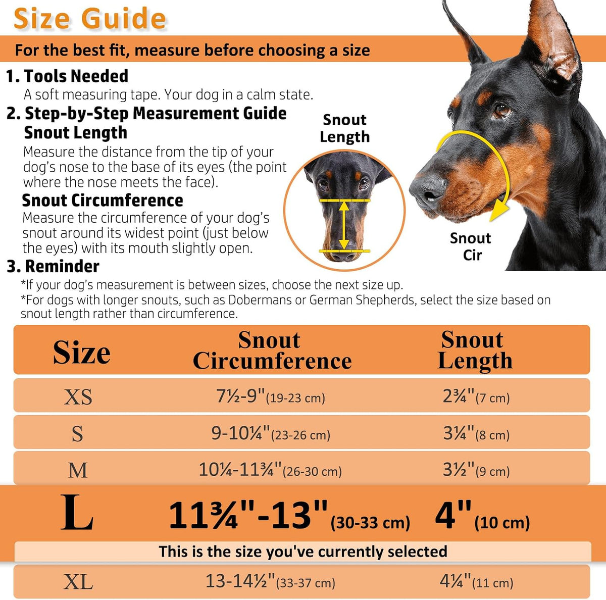 Dog Muzzle, Humane Basket Muzzle for Large Dogs Biting - Black / L - image 2