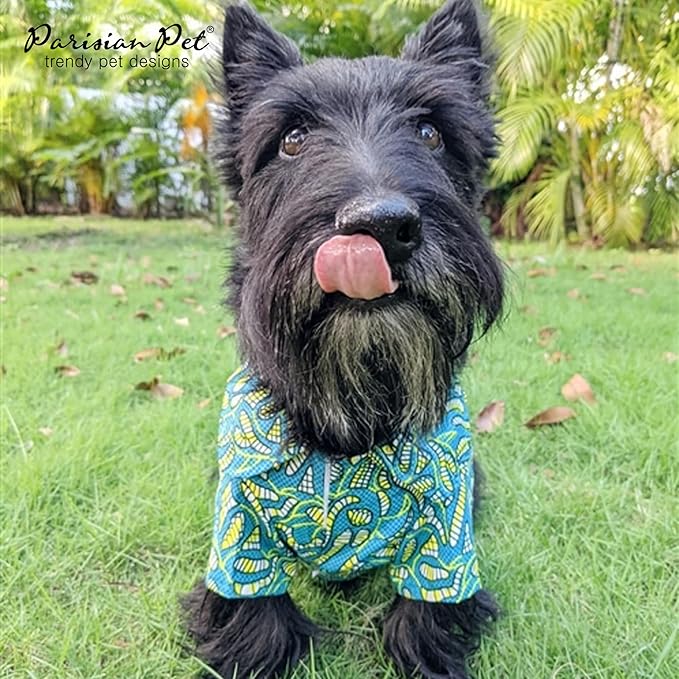 Parisian Pet Tribal Camp Dog Beach Shirt - 100% Cotton - XL Summer Clothes - Stylish Costume - Breathable and Cool - Machine Washable