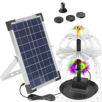 1Pc 3Tier Solar Bird Bath Fountain Solar Powered Water Fountain Waterfall Feature With Colorful Light 3 Nozzles 6W Solar