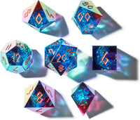 HEIMDALLR liquid core DND dice set in Fenrir's Shadow with glowing LED display box - view 15