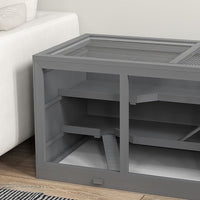 PawHut 45" Extra Large Wooden Hamster Cage, 3-Layer Chewproof Rat Cage with Opening Roof, Hut, Ramps, for Gerbil, Dwarf & Syrian Hamsters, Gray