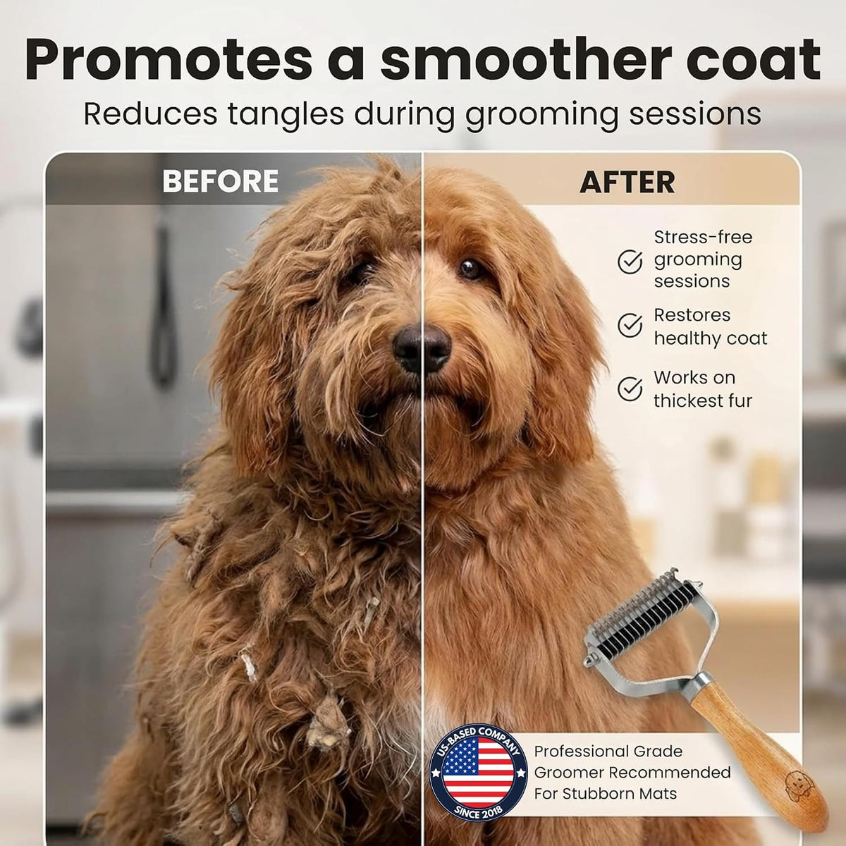 Dematting Rake for Dogs, Detangling - Dematting Comb Standard - image 3