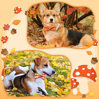 Hillban 50 Pcs Fall Collar Dogs Bow Ties Autumn Plaid Dogs Collar Accessories for Pets Bow Ties Attachment with Elastic Bands Detachable Charms for Doggie Fall Autumn Costume