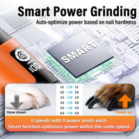 Casfuy Smart 6-Speed Dog Nail Grinder with LED Lights Safe - Orange - image 3