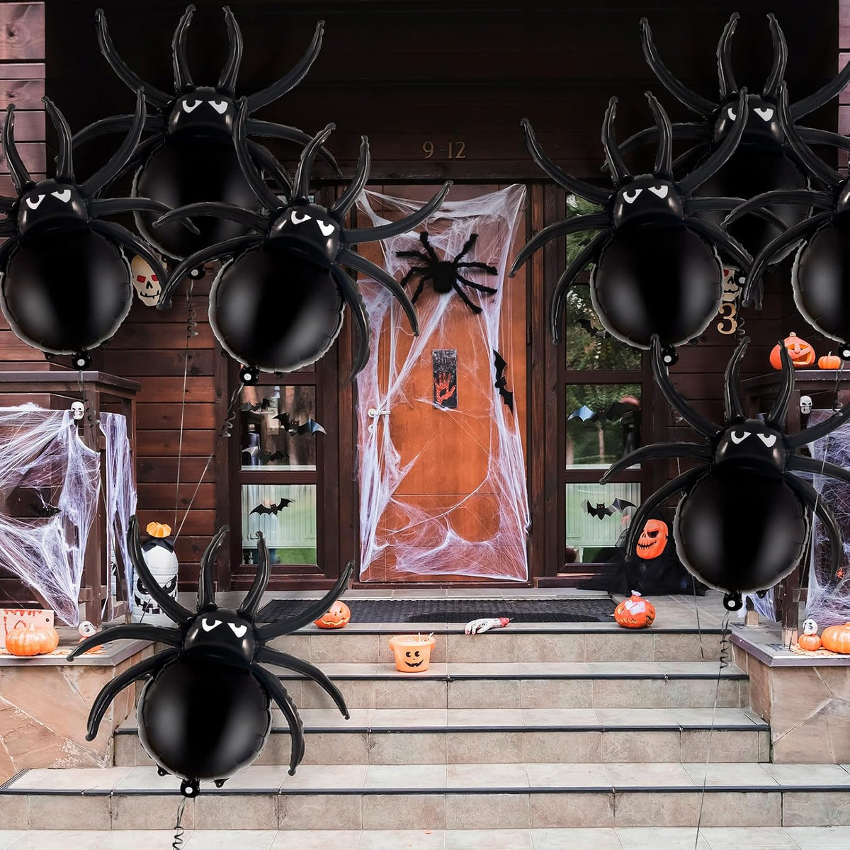 YOTHORN 6 pack black 33 inch spider foil balloons for Halloween - view 8