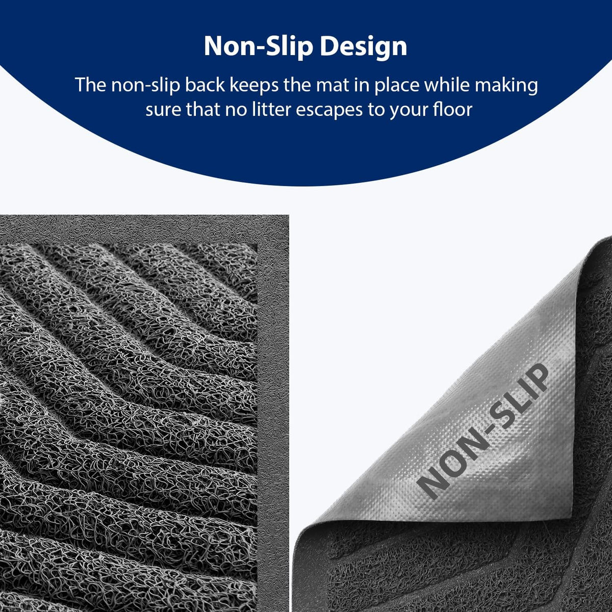 Cat Litter Box Mat, Kitty Premium PVC Pad, Durable Trapping Rug - 47x36 Inch (Pack of 1) / #04 Grey - image 3