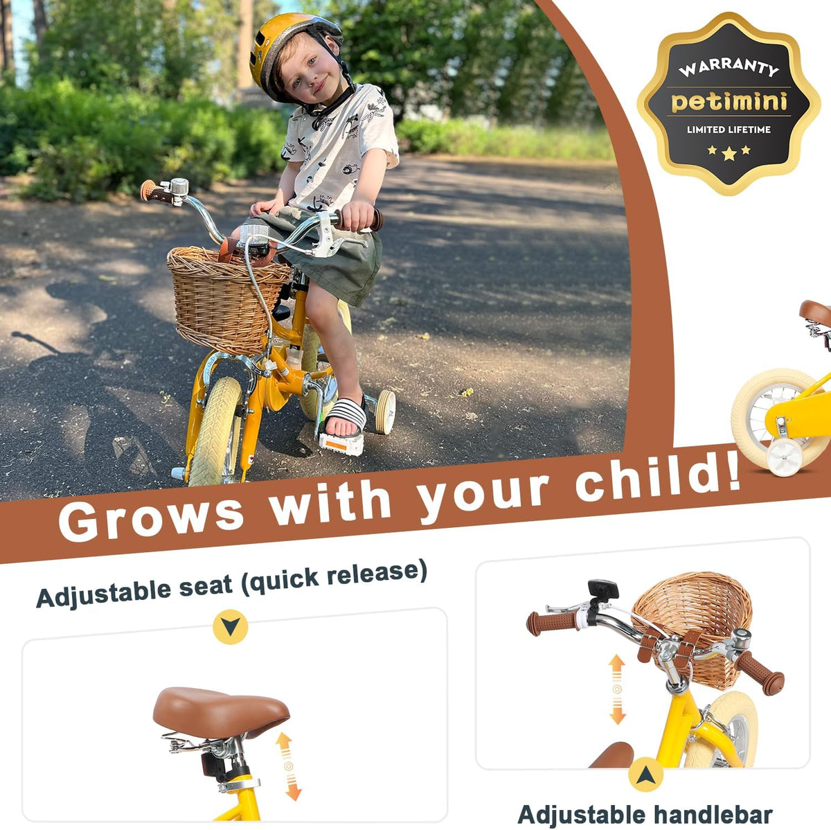Petimini 12 14 16 18 20 Inch Kids Toddler Bike for Boys Girls – Fun for Kids & Family - Mango / 14 Inch - image 4