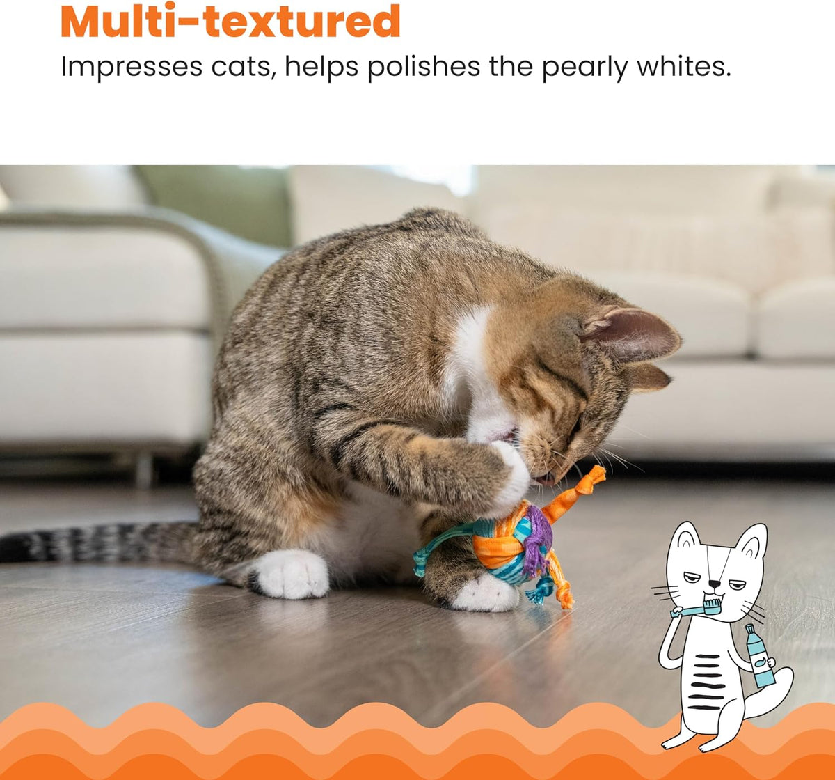 Catstages OrkaKat Wiggle Worm Dental Cat Chew Toy with Catnip - Tons of Tails / One Size (Pack of 1) - image 4