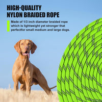 Long Dog Leash Reflective Rope Training Lead 15ft 30ft 50ft Check Cord – Essentials for Dogs - Light Green / 50ft x 3/8inch - image 2