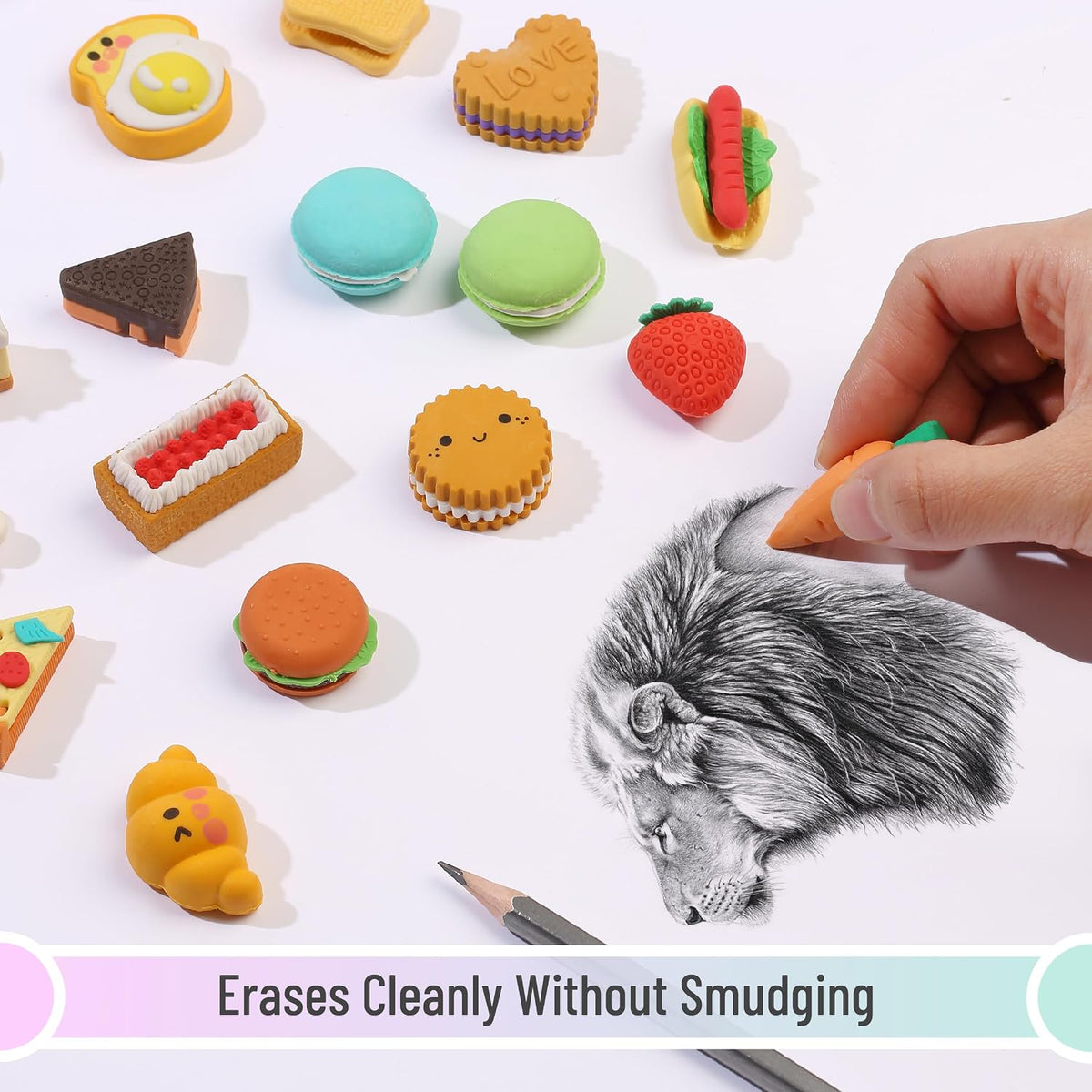 Mr. Pen, Mini Food Pencil Erasers Toy Set - Bright 2 - image 4