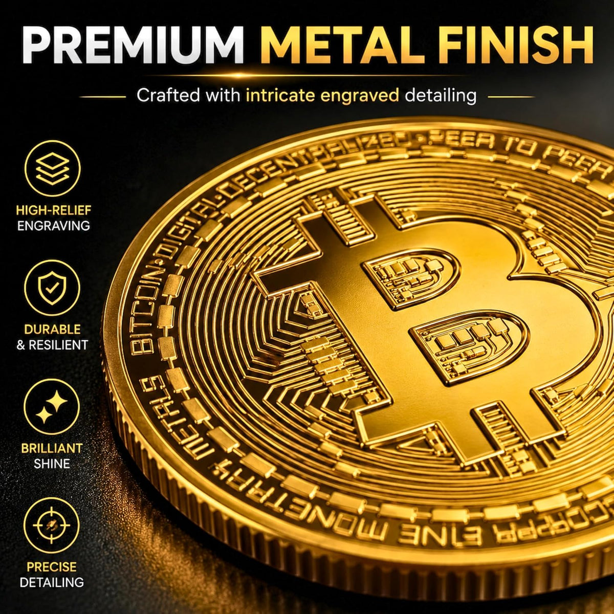 Collector's Bitcoin Coin, Commemorative Crypto Token - image 4