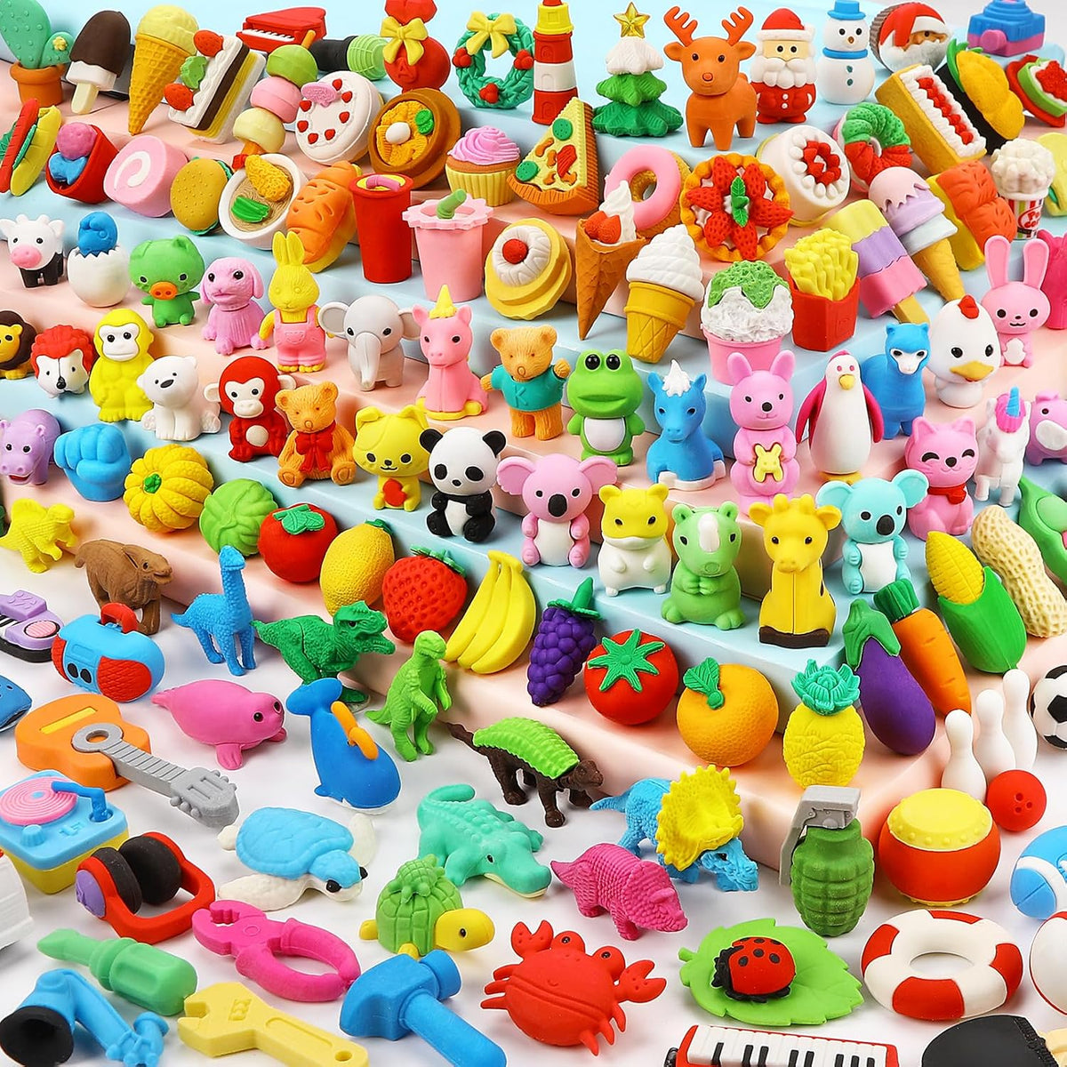 120 Pcs Animal Pencil Erasers, Desk Pets for Treasure Box - 150