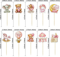 Gyufise 36Pcs Baby Shower Bear Cupcake Toppers Moon Baby Bear Baby - Pink White - image 2