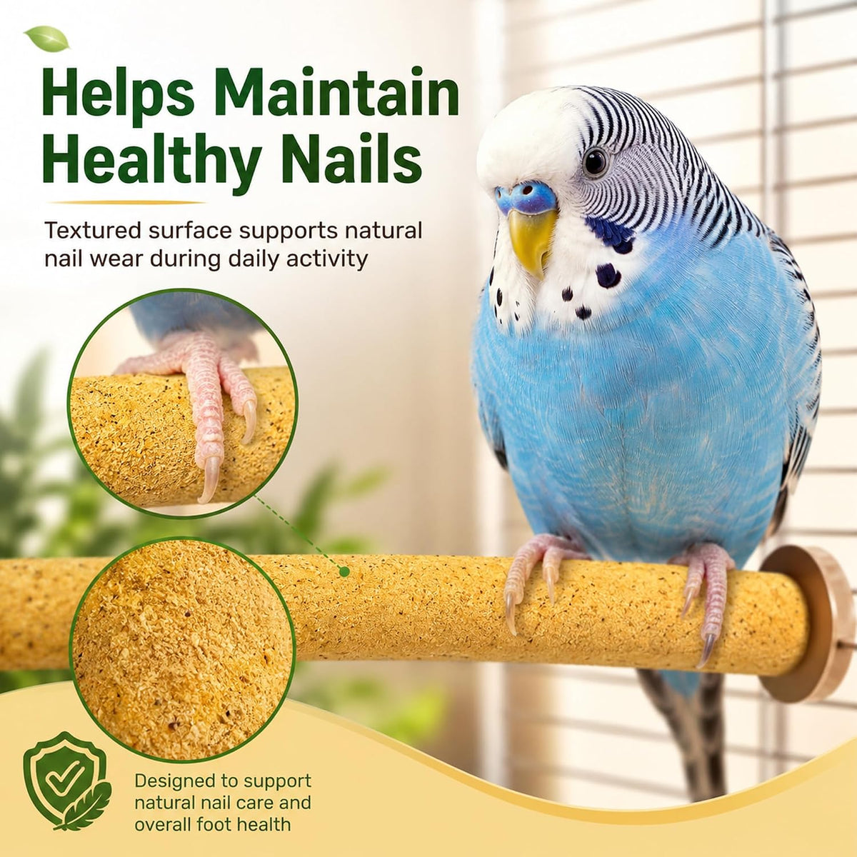 Sanded Bird Perch for Parakeets, Finches - image 2