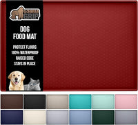 GORILLA GRIP 100% Waterproof Raised Edge BPA Free Silicone Pet Feeding Mat, Dog Cat Food Mats Contain Spills Protects Floors, Placemats for Cats and Dogs Water Bowl, Pets Accessories 23x15 Red