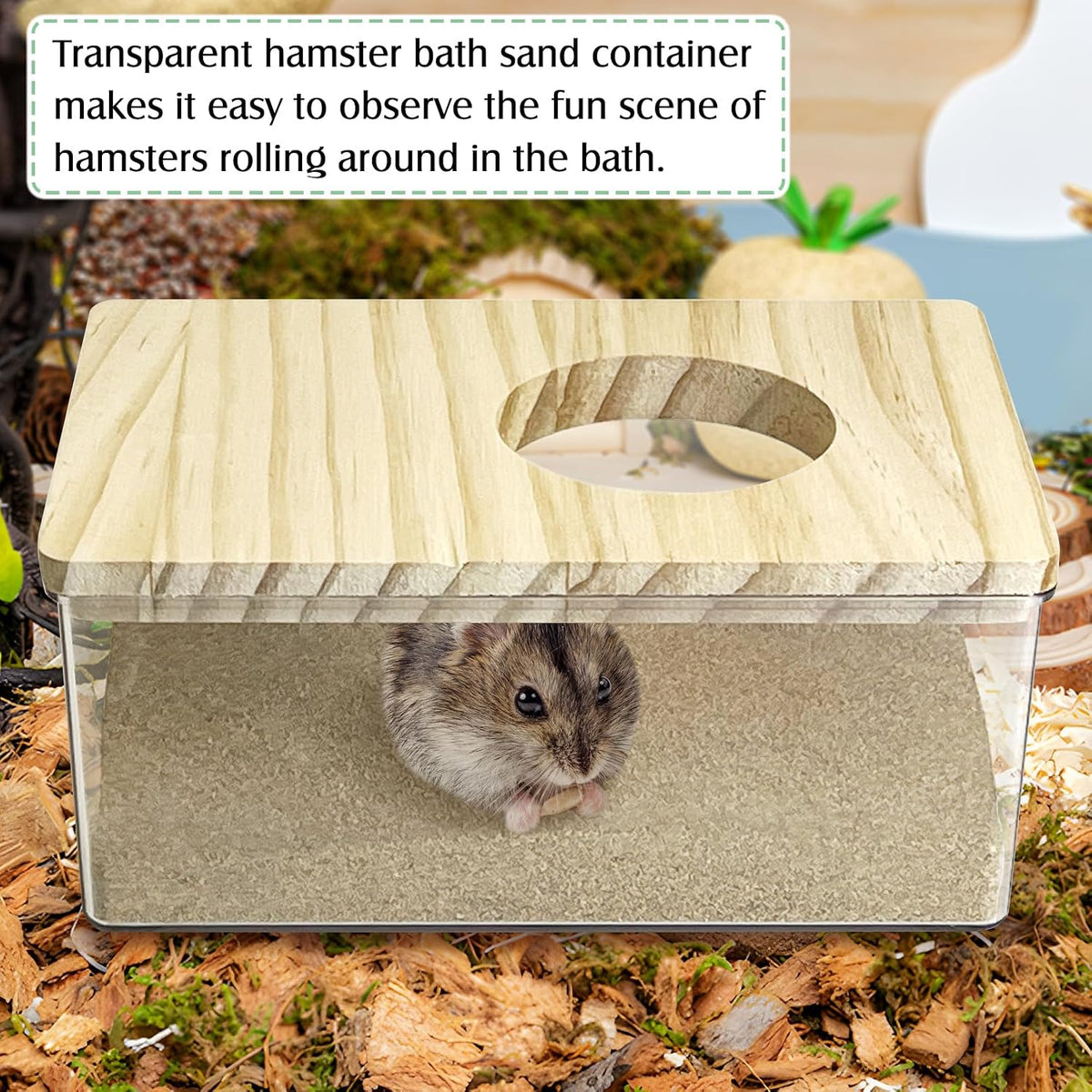 kathson Hamster Sand Bath Box Transparent Acrylic Small Animals - Large - Rectangle - image 3