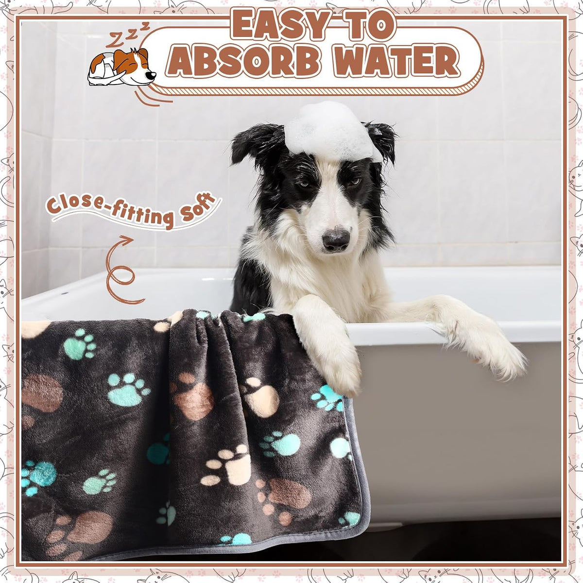 Tegeme 12 Pcs Puppy Blanket for Litter Dog Cat - Dark Gray, White, Camel / 30 x 20 Inch - image 4