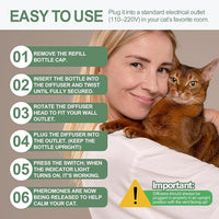 Cat Calming Diffuser Kit with 2 Plug-in & 4 Refills, Pheromone Diffuser for Cats Reducing Fighting, Scratching, Urine, Aggression, Anxiety, Fireworks, Vet Visits, Travel, 120 Day Supply, Safe Formula