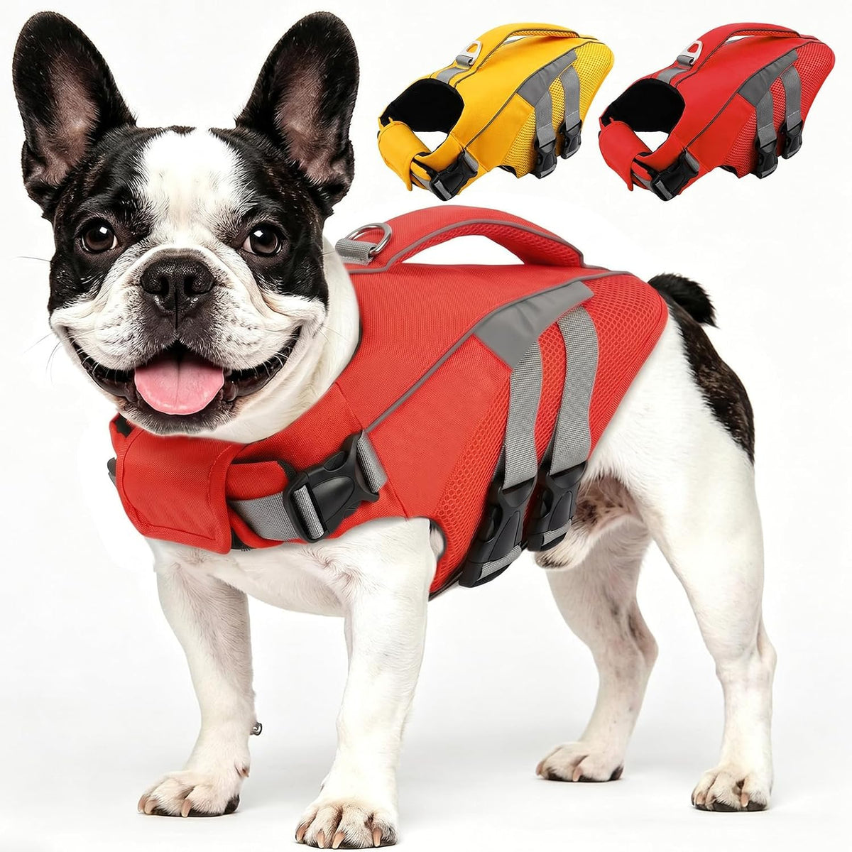 MIGOHI Dog Life Jacket,Reflective Dog Life Vest for Swimming Boating,Ripstop Dog Swimsuit - Red / Large