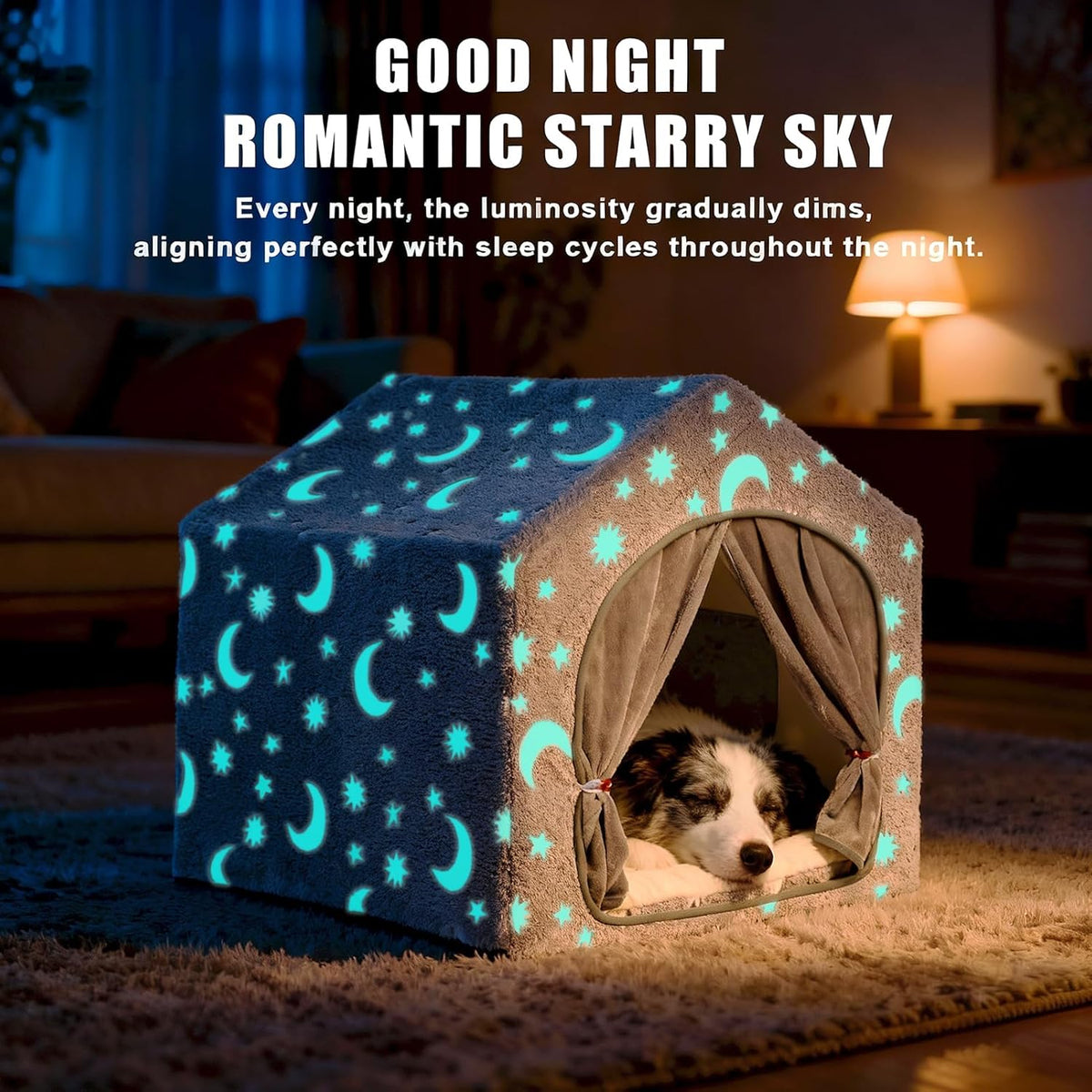 Indoor Dog House, Soft Warm Glow Dog Cave for Medium & Large Dogs – Essentials for Dogs - XL (29"×29"×29") / Grey - image 3