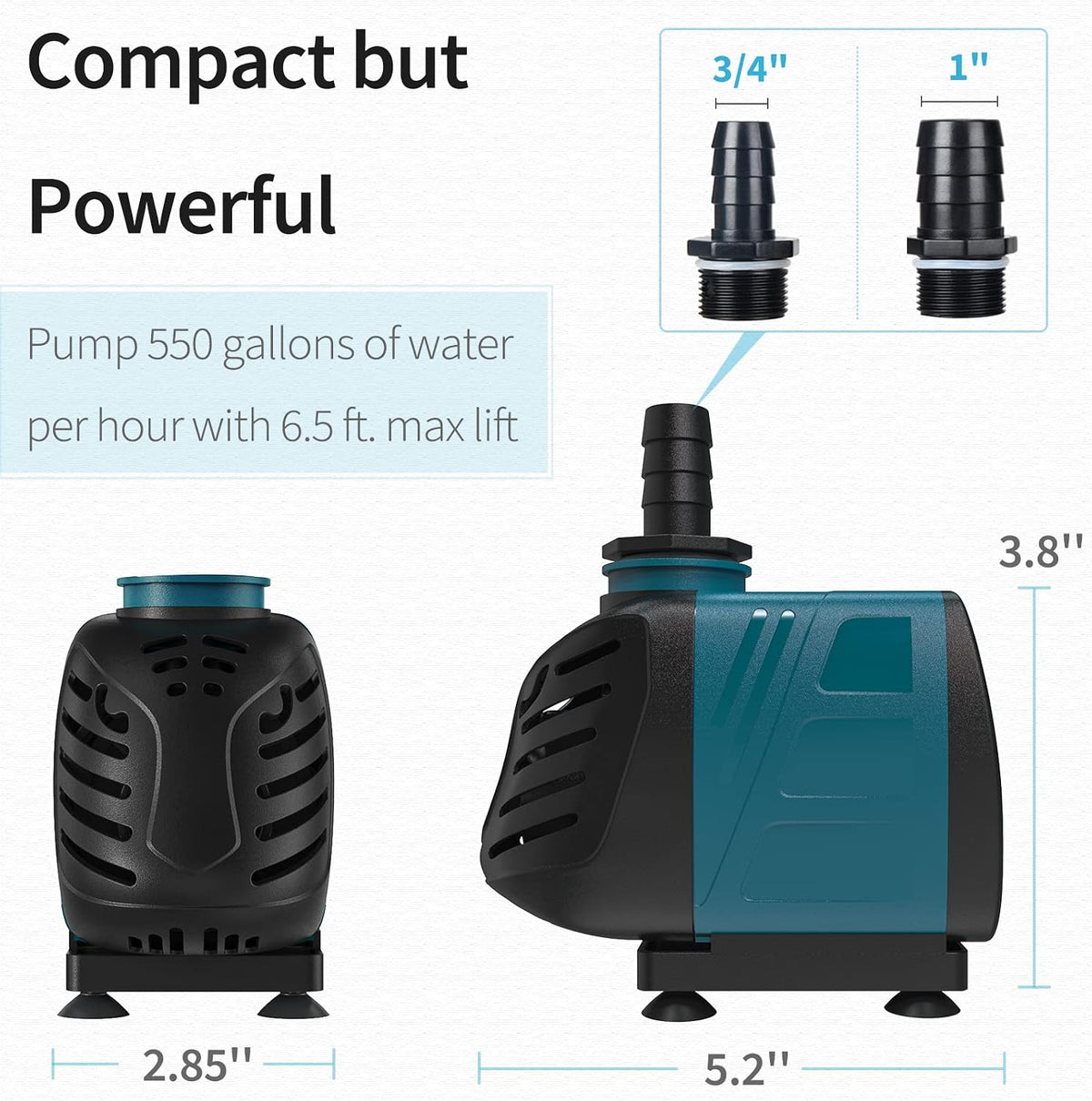 Uniclife 80 GPH Submersible Water Pump 4W 2.4ft High Lift Quiet Pump - 550GPH - image 2