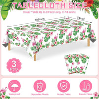 NatNarr 3 Pack Wood Grain Plastic Tablecloths - Hawaiian Luau - image 2