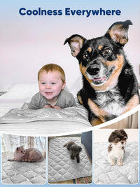 Dog Cooling Mat 2.0, Ocean Blue - Large / Grey - image 3