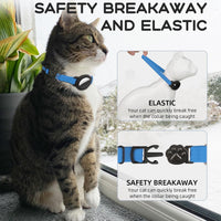 AirTag Cat Collars, Stretchy Collar with Air Tag Holder and Bell – Essentials for Cats - Dark Blue - image 4