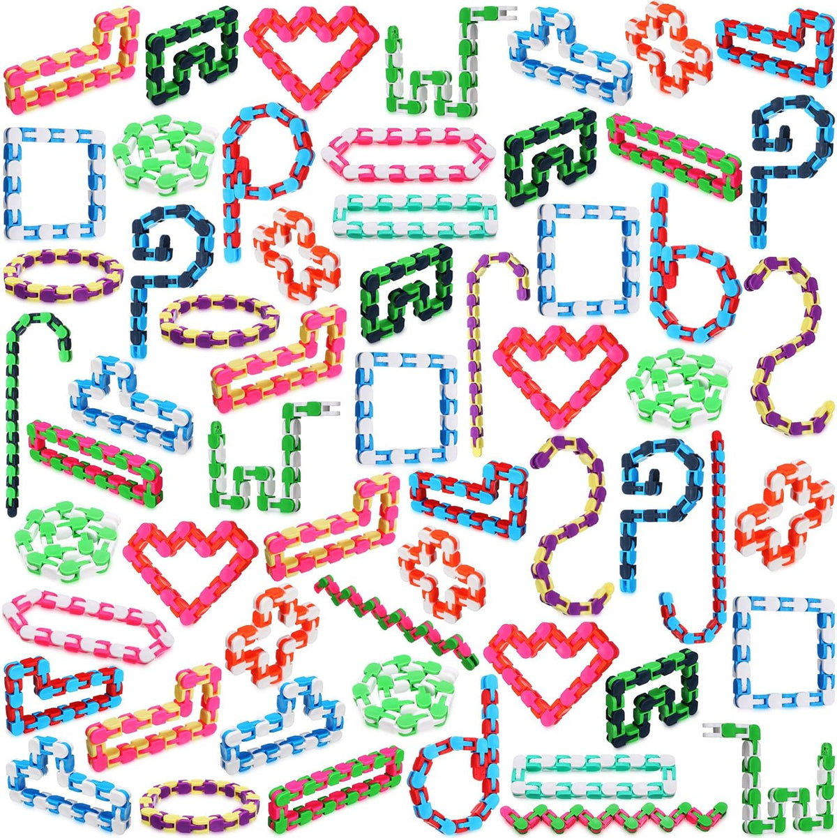 Sotiff wacky tracks fidget toys, 60 pack of clicking snap link chains in assorted colors - view 2