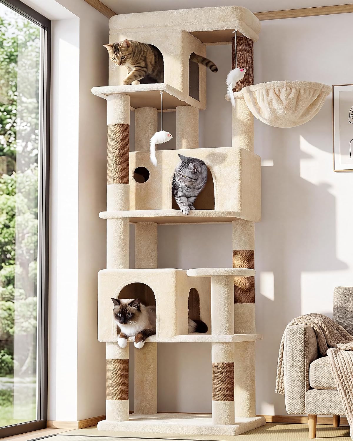 Globlazer F66 Corner Cat Tree - Beige / 66 inch