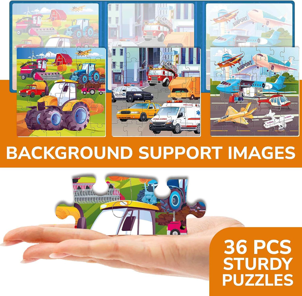 Magnetic Puzzles for Toddlers 3-5 - 8. Transport 24 Pcs Magnetic Puzzles - image 4