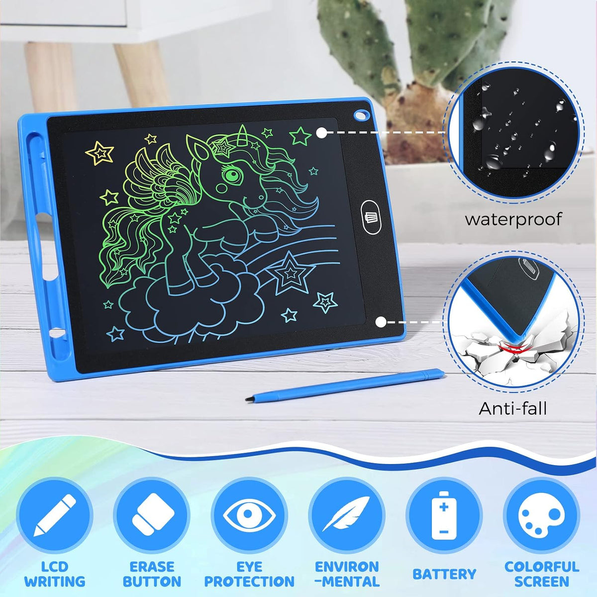 Zhehao LCD writing tablets for kids, 32 colorful 8.5 inch erasable doodle boards - view 9