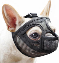 Mesh Short Snout Dog Muzzle with Anti-Eating Design for Frenchie – Essentials for Dogs - Black / XS [Head Cir: 13"-14.5"]