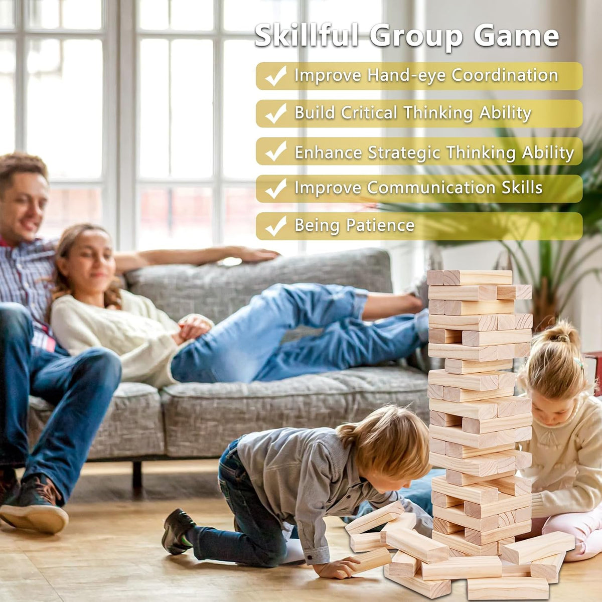 Aivalas Giant Tumble Tower 57 Blocks 4.2FT Indoor Outdoor Games - L-Over 4.2 FT-57PCS - image 3