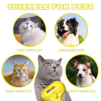 Cat Brush for Shedding - Pet Hair Removal Comb with Water Tank, Steam Brush, Cat Bath Brush, Dog Brush - Yellow