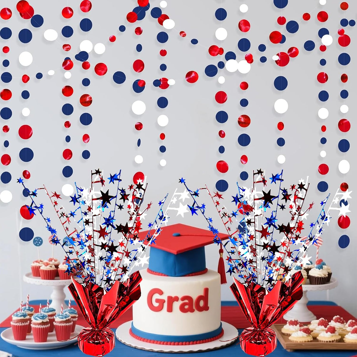 FUBININA Birthday Party Centerpieces Table Decorations Metallic Foil - Red White and Blue - image 4