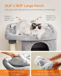 Feandrea Cat Tree, Plush Kitten Condo - XL (26.8"L x 18.9"W x 40.6"H) / Light Gray - image 3