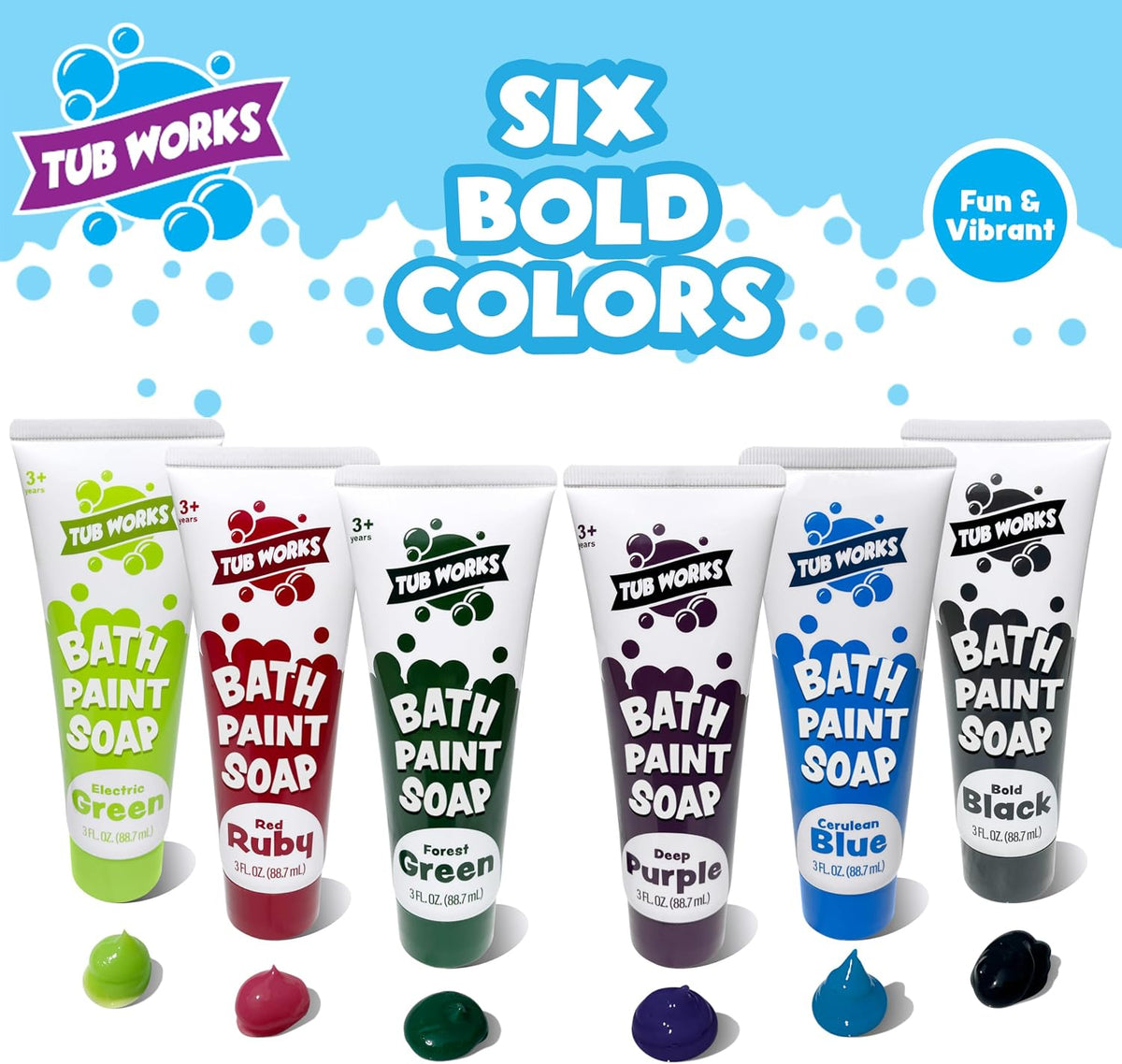 Tub Works Bath Paint Soap Bath Toy, Classic 6 Pack, Non-Toxic - Deep Bold - image 2