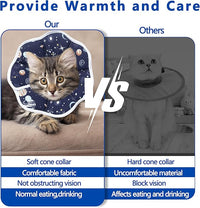 Soft Adjustable Cat Cone Collar - Comfortable Recovery Collar for Cats After Surgery (Dark Blue, Medium)