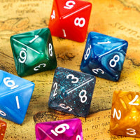 TecUnite 25 Pcs Polyhedral Dice Set, Transparent Mixed Color - Transparent and Dots / 8 Sides - image 2