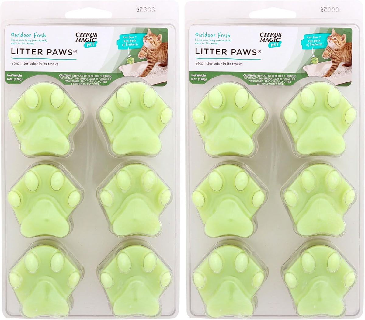 Citrus Magic Pet Odor Control Paws for Litter Boxes - Outdoor Fresh / 6 Count (Pack of 2)