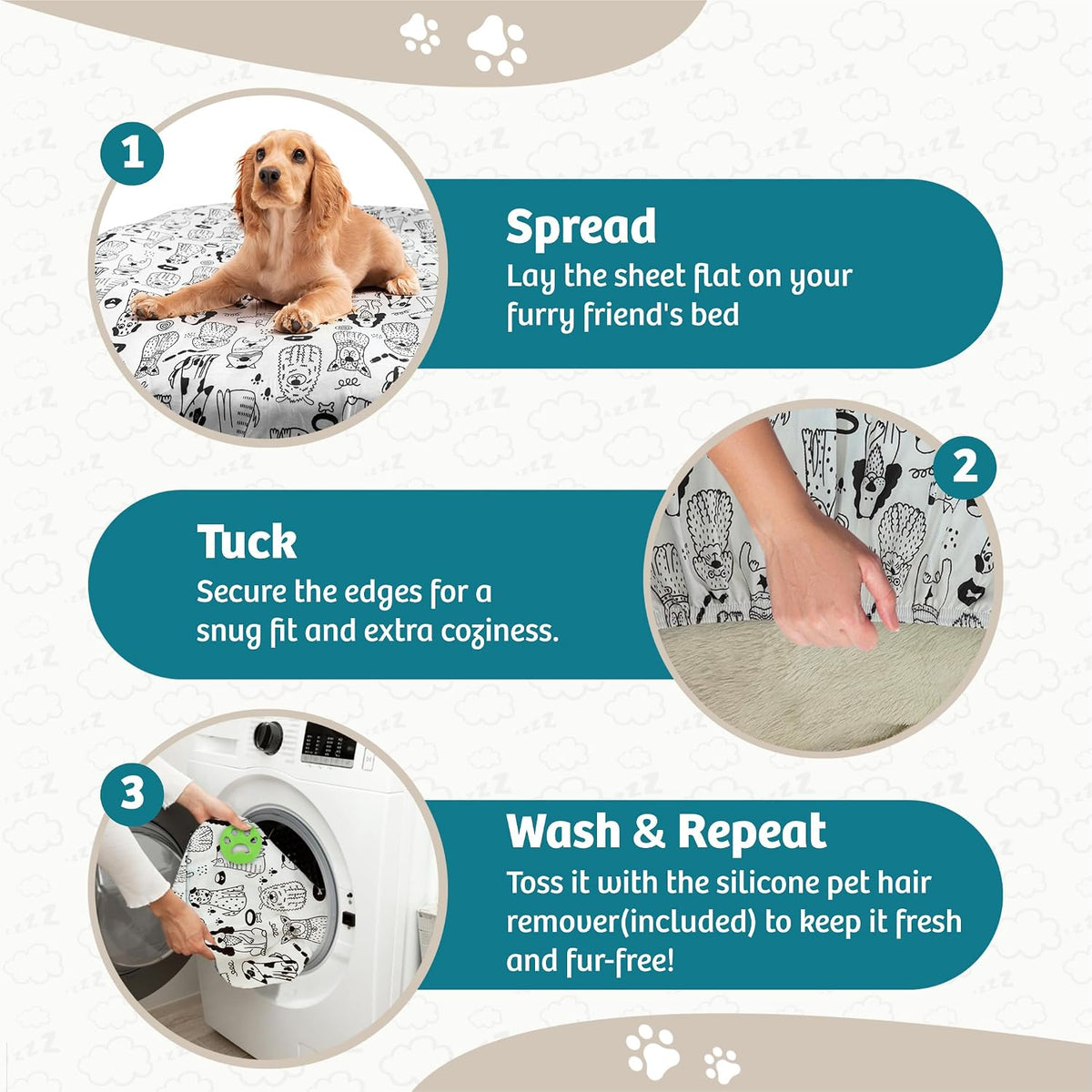 Round Dog Bed Covers Replacement Washable - Doodle Dogs / Large (Up to 45″) - image 2
