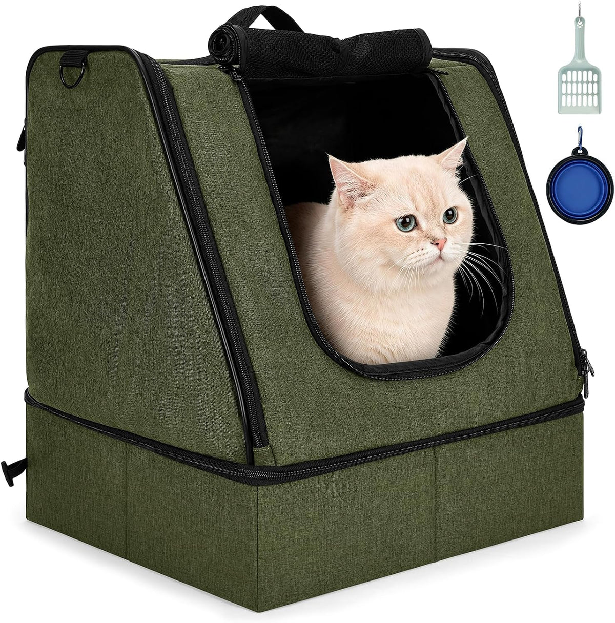 apollo walker Portable Cat Litter Box With Waterproof bag and Lid - Green / Medium